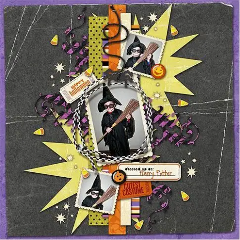 Colorpop On A Black Background Halloween Layout Ideas Scrapbooking