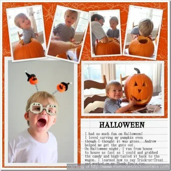 Document That Pumpkin Carving Action Halloween Layout Ideas Scrapbooking