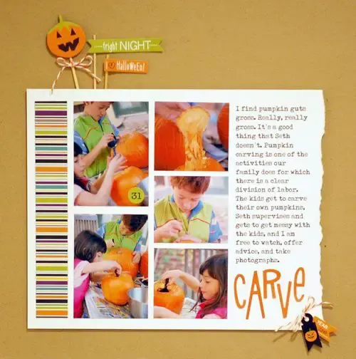 Document That Pumpkin Carving Action Halloween Layout Ideas Scrapbooking