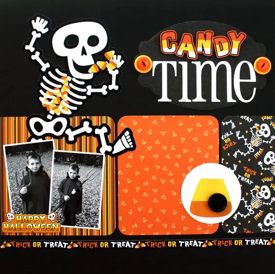Finally You Have An Excuse To Use That Skull Pattern Paper Halloween Layout Ideas Scrapbooking