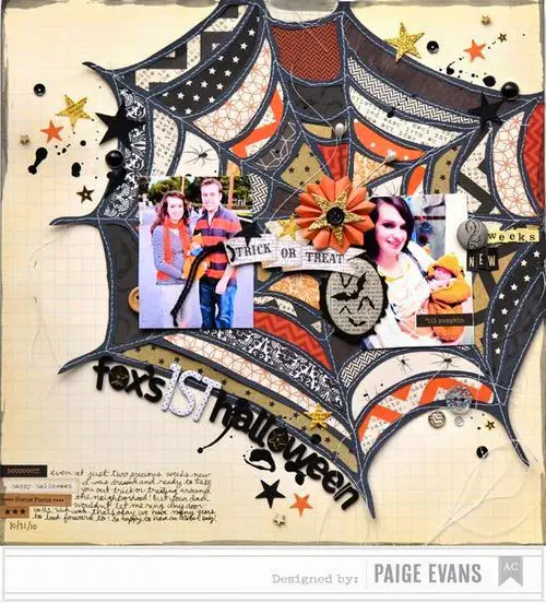 Use One Big Design Element As The Backdrop For Your Photos Halloween Layout Ideas Scrapbooking