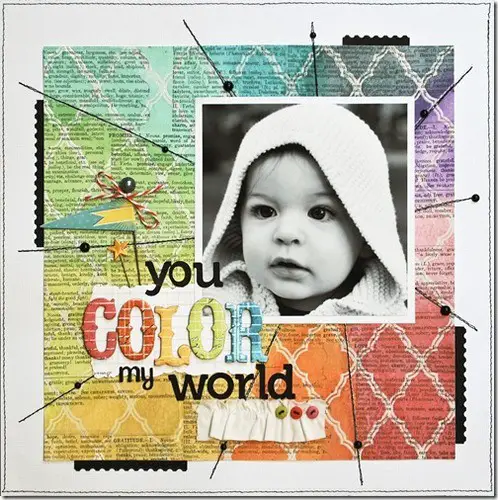 how to use rainbow colors on your scrapbook page; rainbow colors scrapbook layouts; rainbow colors page inspiration; using rainbow colors on layouts;